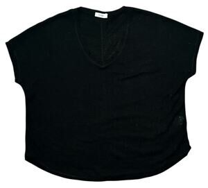 Mod Ref Lightweight V-neck Short-Sleeve Black Knit Top Small